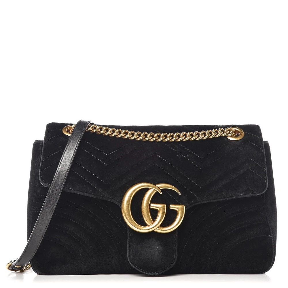 Authentic Gucci Medium Marmont 2.0 Matelasse Velvet Shoulder Bag